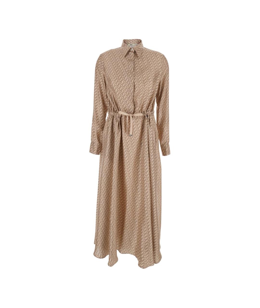 HERNO Бежевое шелковое повседневное платье, фото 1