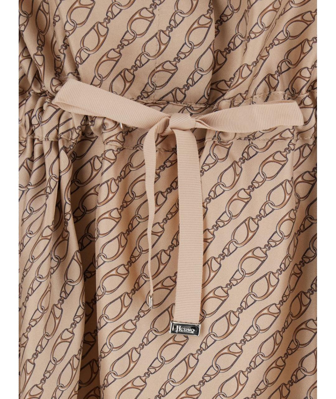 HERNO Бежевое шелковое повседневное платье, фото 2