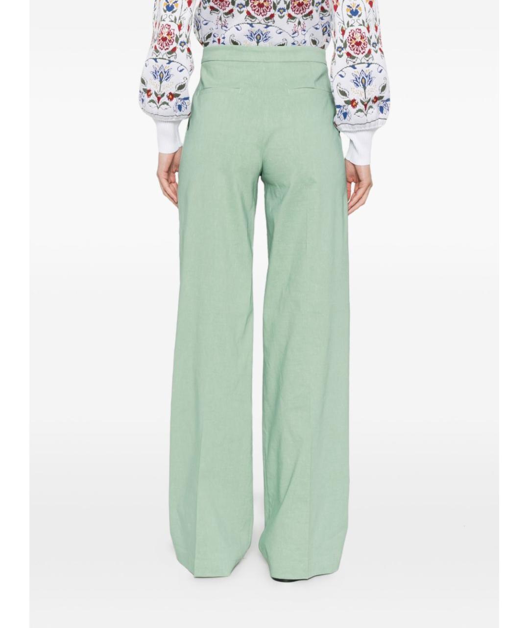 PINKO Зеленые вискозные брюки широкие, фото 3