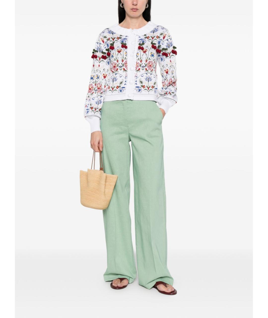 PINKO Зеленые вискозные брюки широкие, фото 5