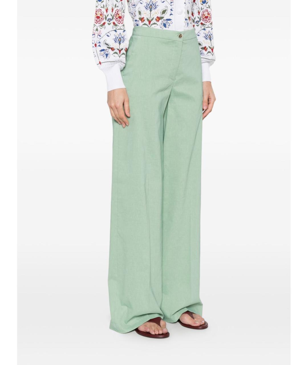 PINKO Зеленые вискозные брюки широкие, фото 4