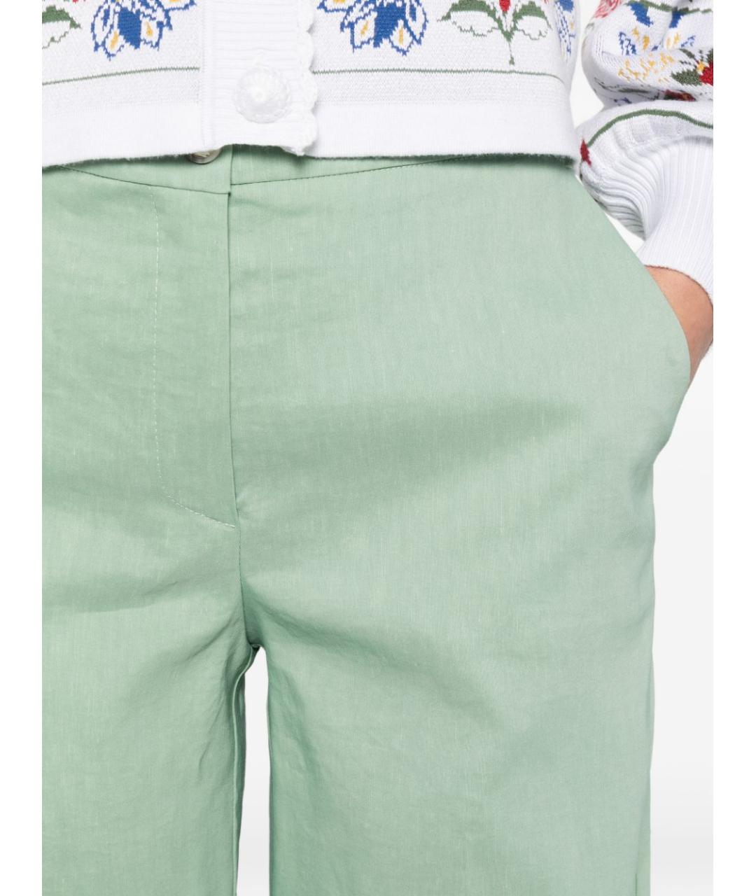 PINKO Зеленые вискозные брюки широкие, фото 2