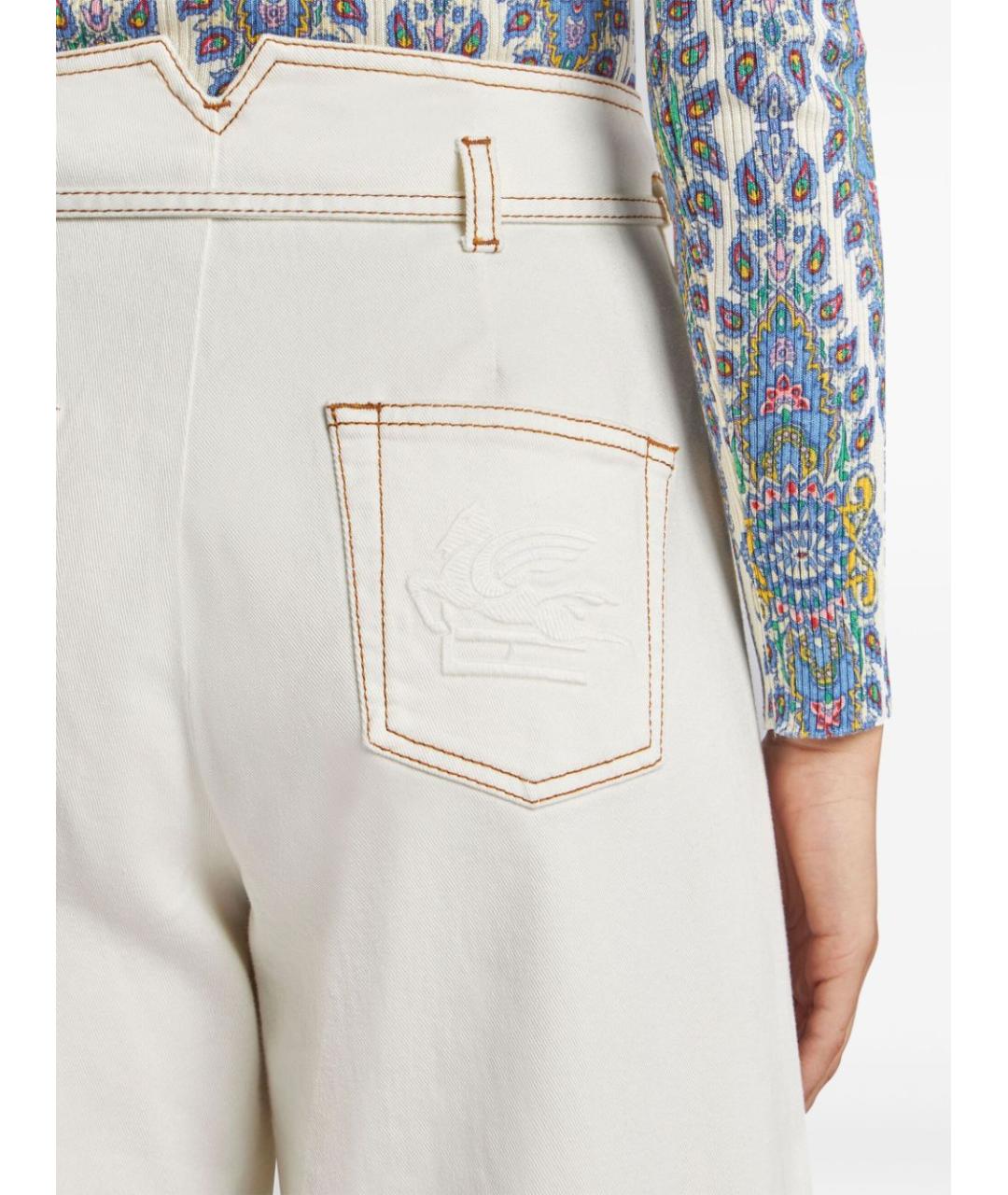ETRO Белые хлопковые прямые джинсы, фото 3