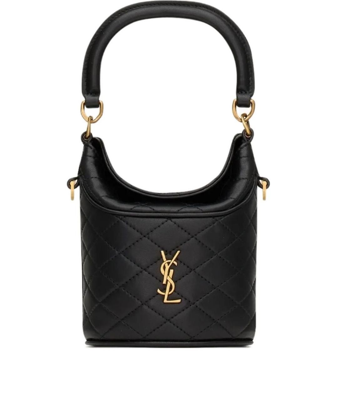 SAINT LAURENT Черная кожаная сумка с короткими ручками, фото 1