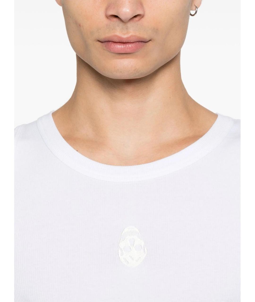 ALEXANDER MCQUEEN Белая хлопко-эластановая майка, фото 5