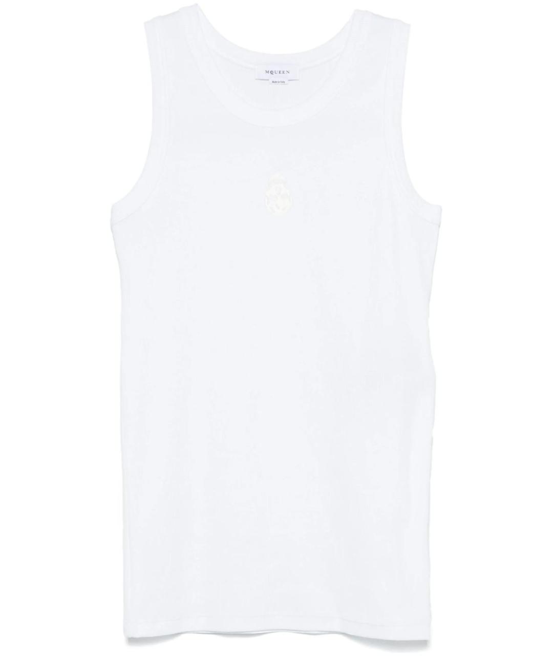 ALEXANDER MCQUEEN Белая хлопко-эластановая майка, фото 10
