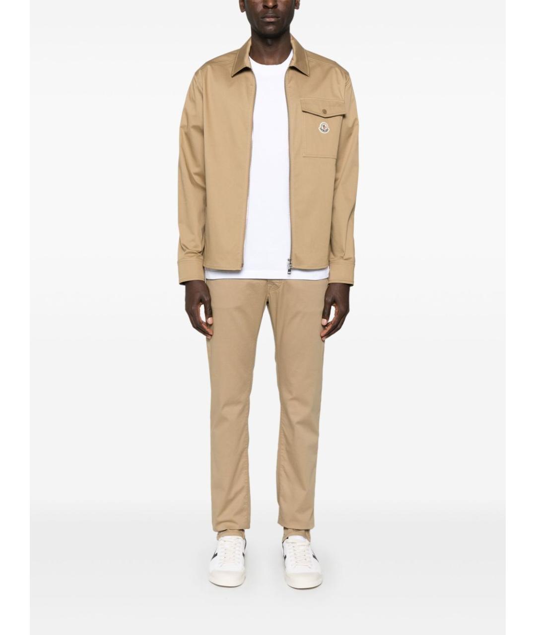 JACOB COHEN Бежевые хлопковые прямые джинсы, фото 3