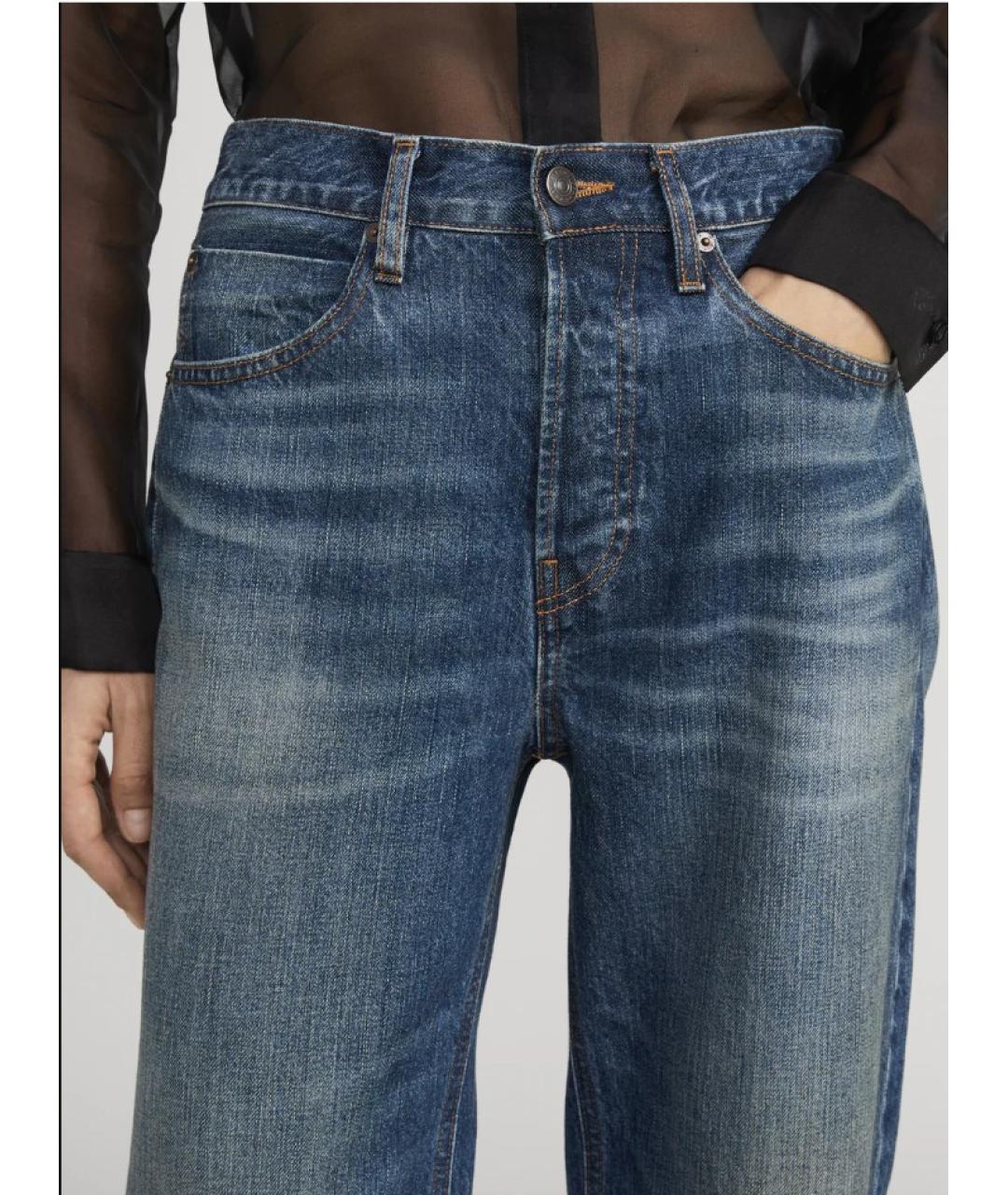 FRAME Синие хлопковые прямые джинсы, фото 3