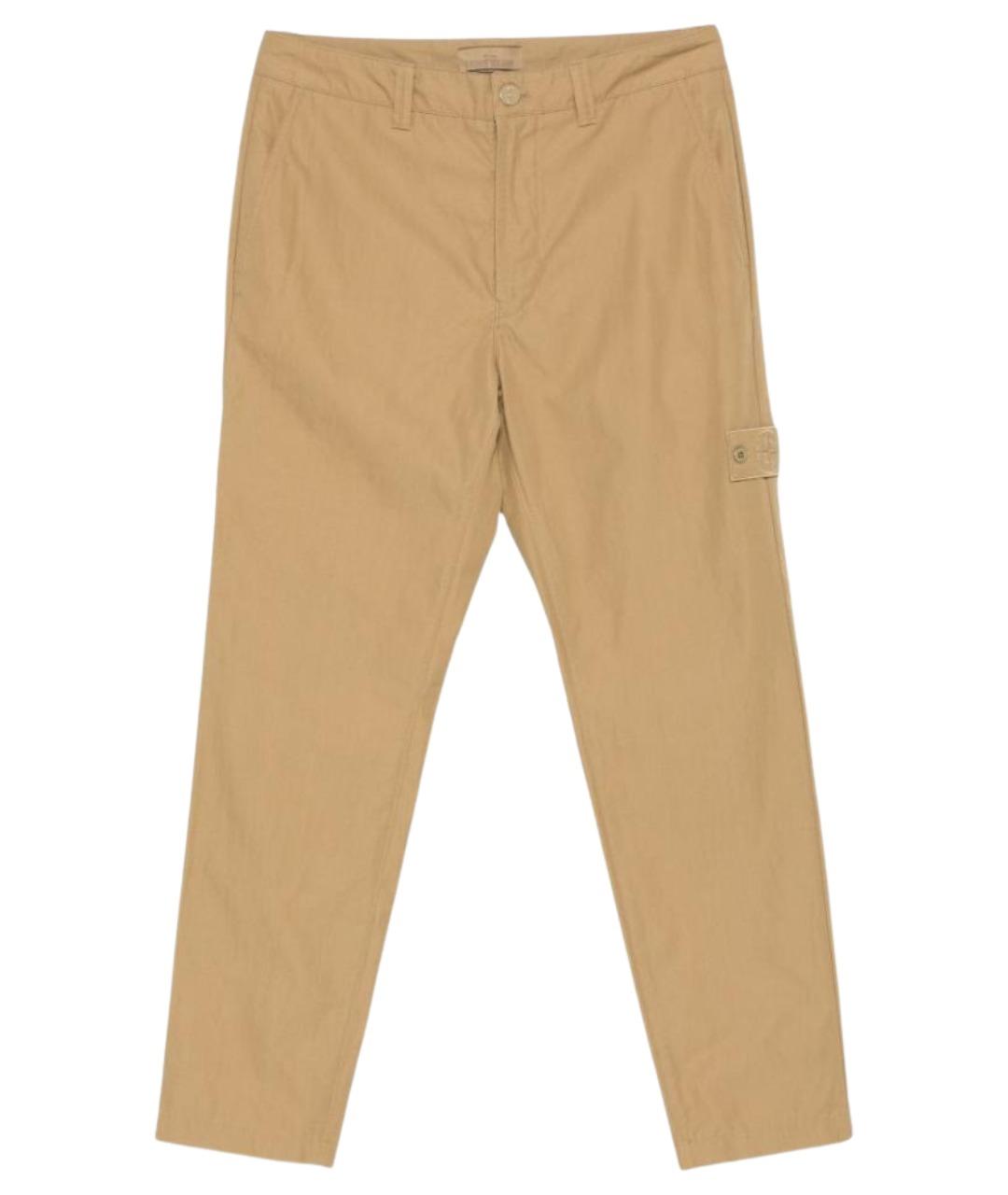 STONE ISLAND Бежевые хлопковые повседневные брюки, фото 1