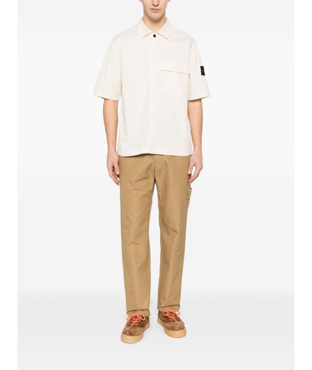 STONE ISLAND Бежевые хлопковые повседневные брюки, фото 2