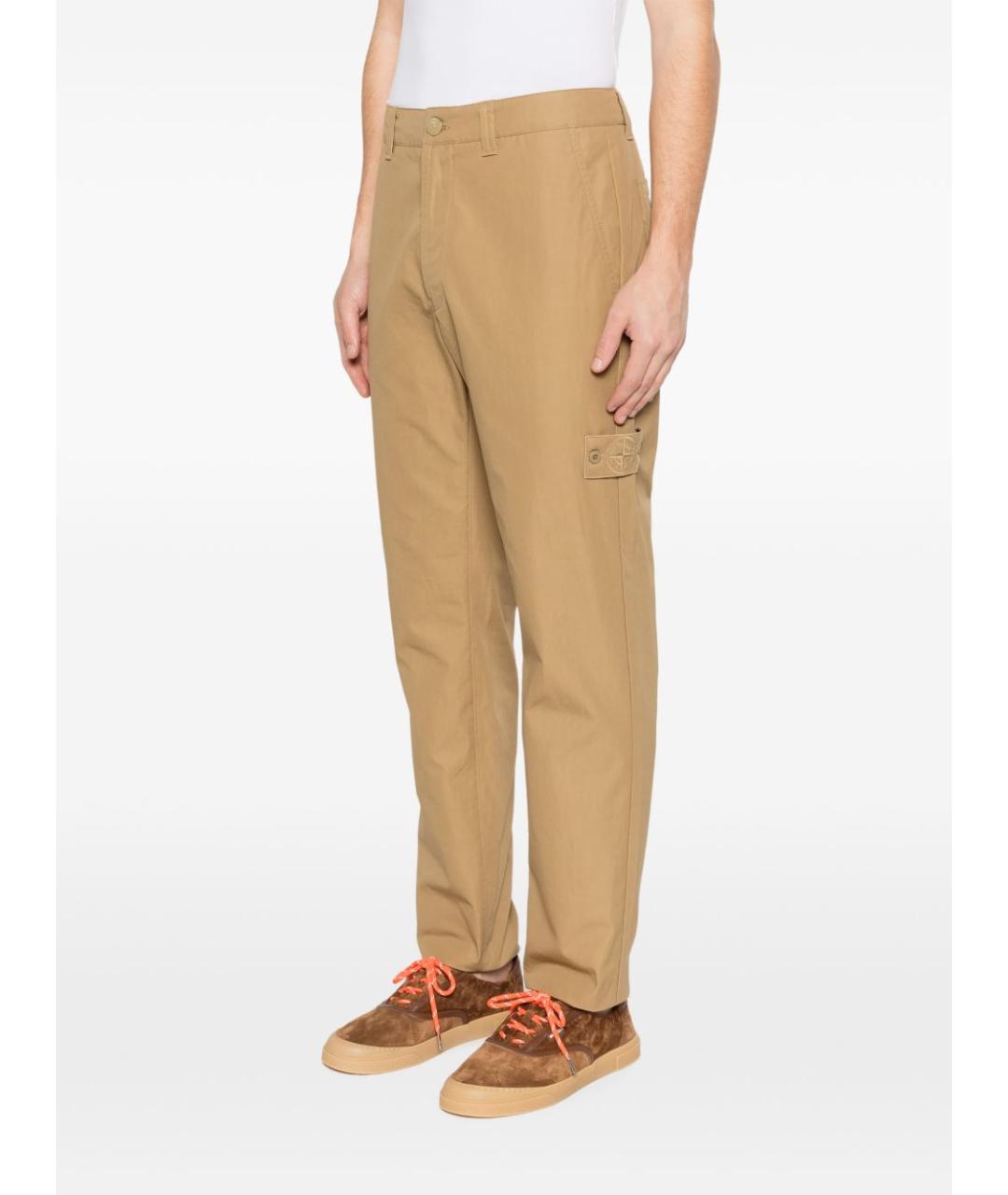 STONE ISLAND Бежевые хлопковые повседневные брюки, фото 3