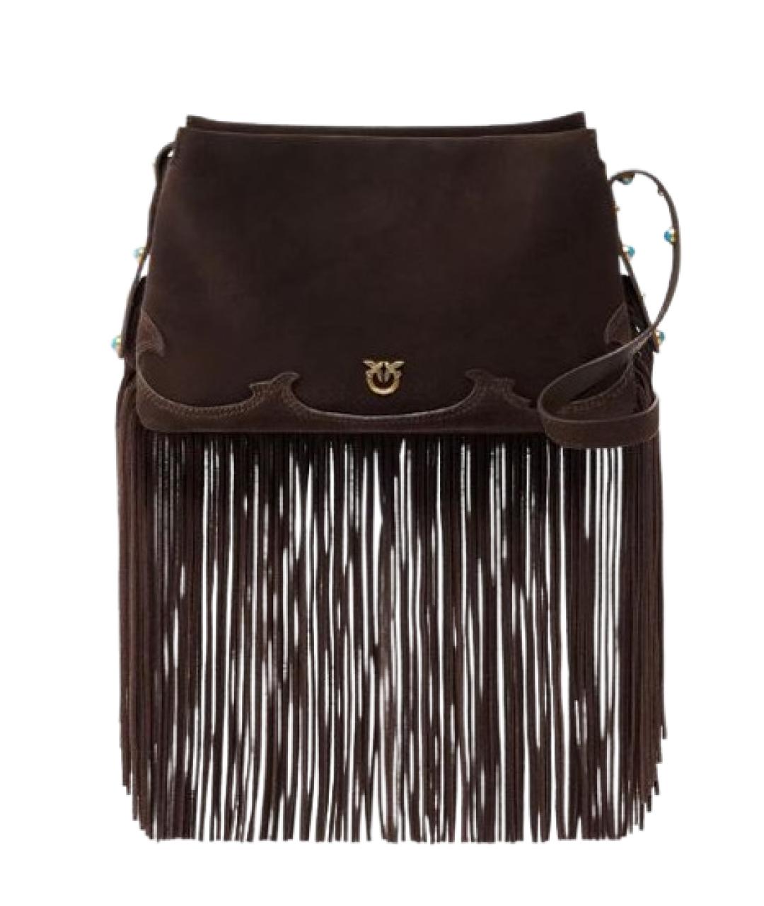 PINKO Коричневая замшевая сумка через плечо, фото 1