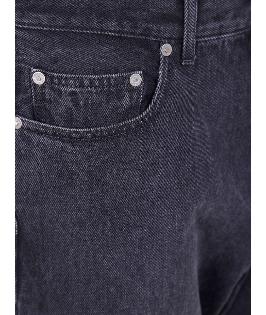 OFF-WHITE Черные хлопковые прямые джинсы, фото 3