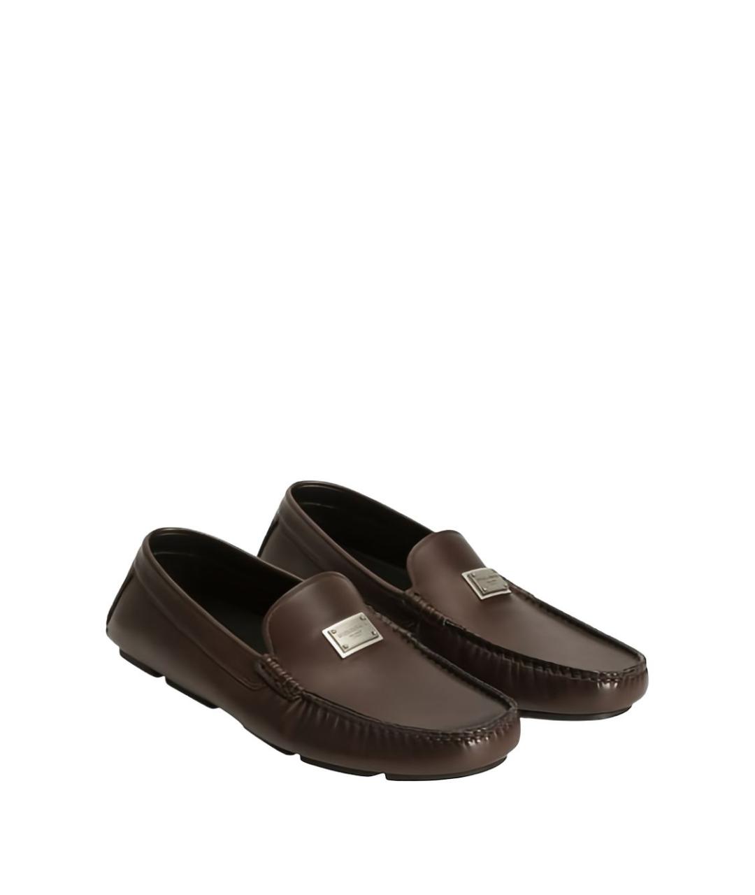DOLCE&GABBANA Коричневые кожаные мокасины, фото 2