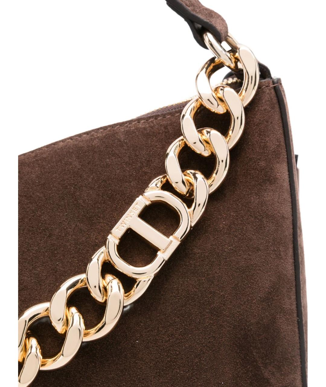 TWIN-SET Коричневая синтетическая сумка через плечо, фото 6