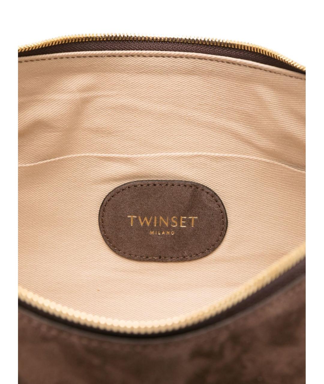TWIN-SET Коричневая синтетическая сумка через плечо, фото 3