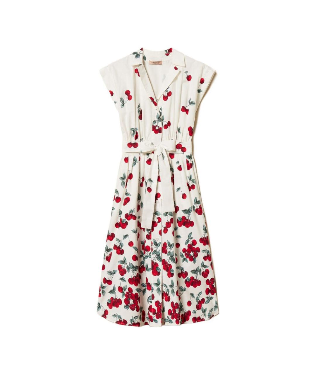 TWIN-SET Белое хлопковое повседневное платье, фото 1