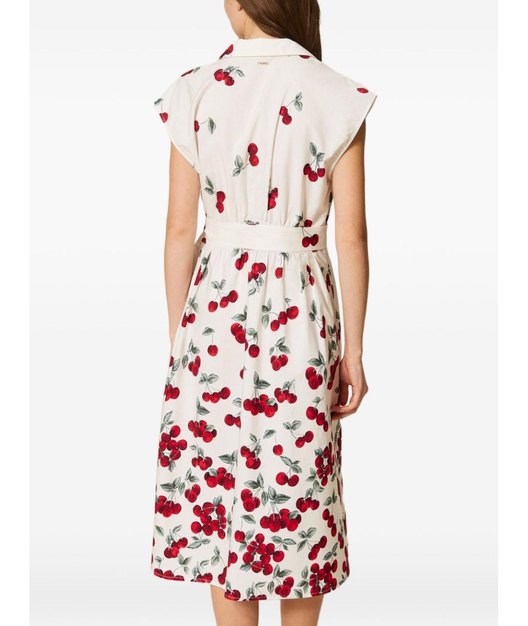 TWIN-SET Белое хлопковое повседневное платье, фото 2