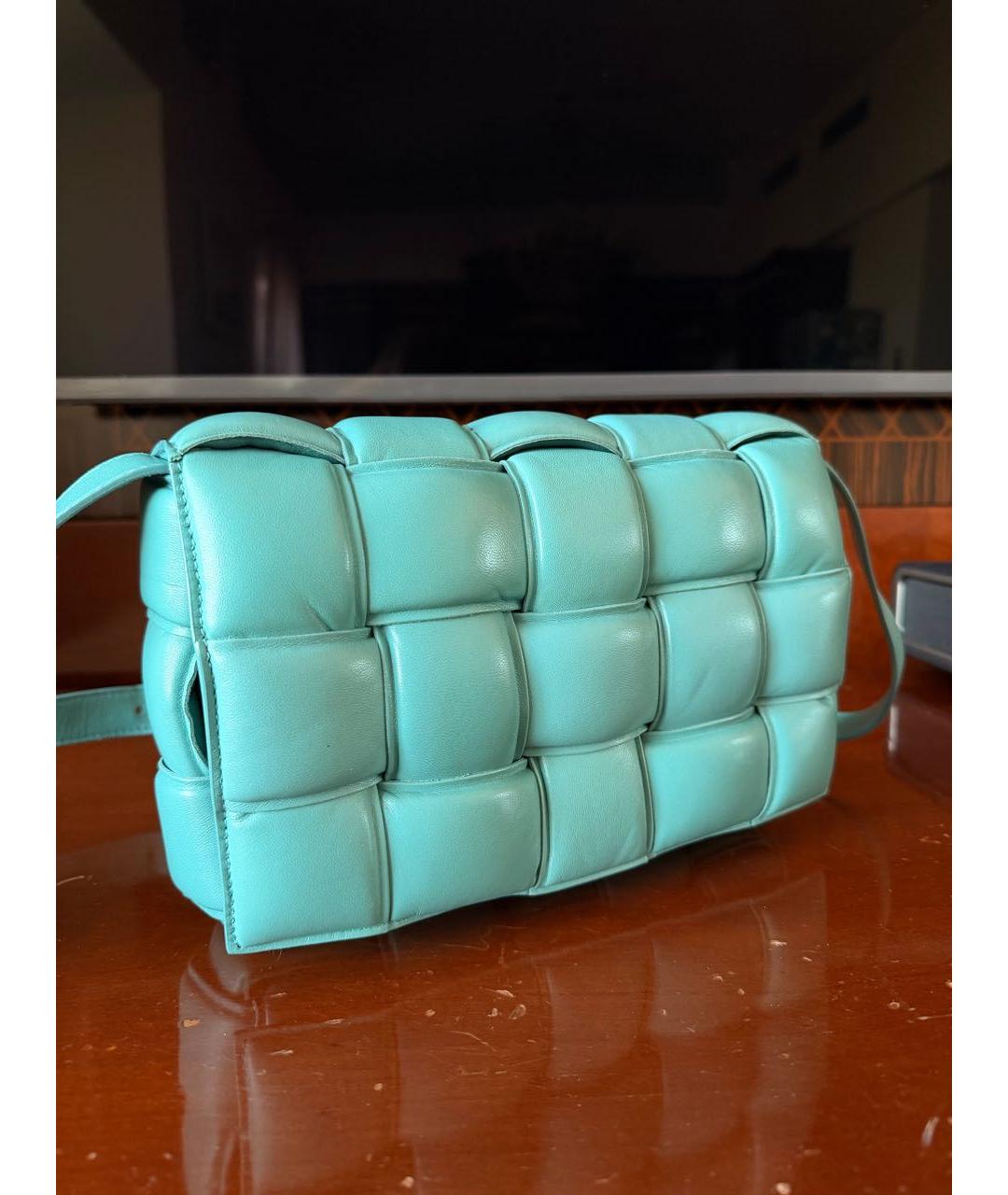 BOTTEGA VENETA Бирюзовая кожаная сумка через плечо, фото 2