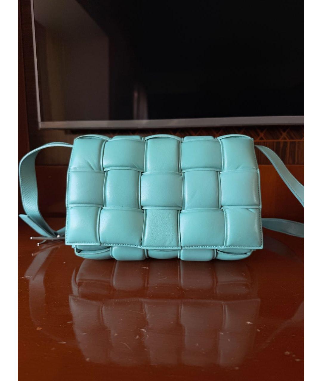 BOTTEGA VENETA Бирюзовая кожаная сумка через плечо, фото 9