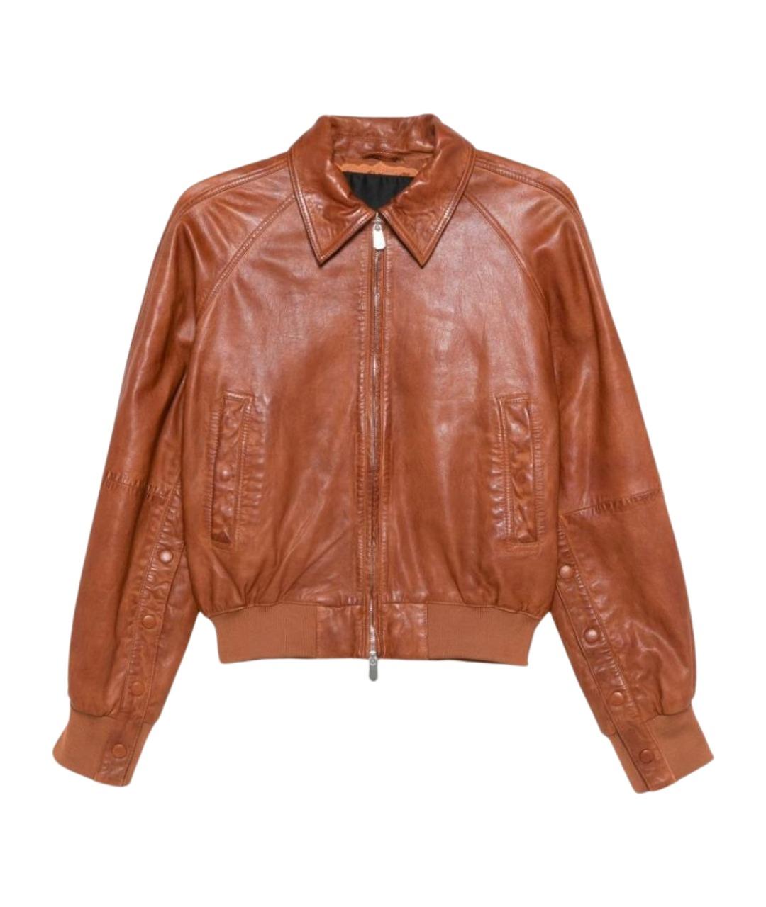PINKO Коричневая кожаная куртка, фото 1