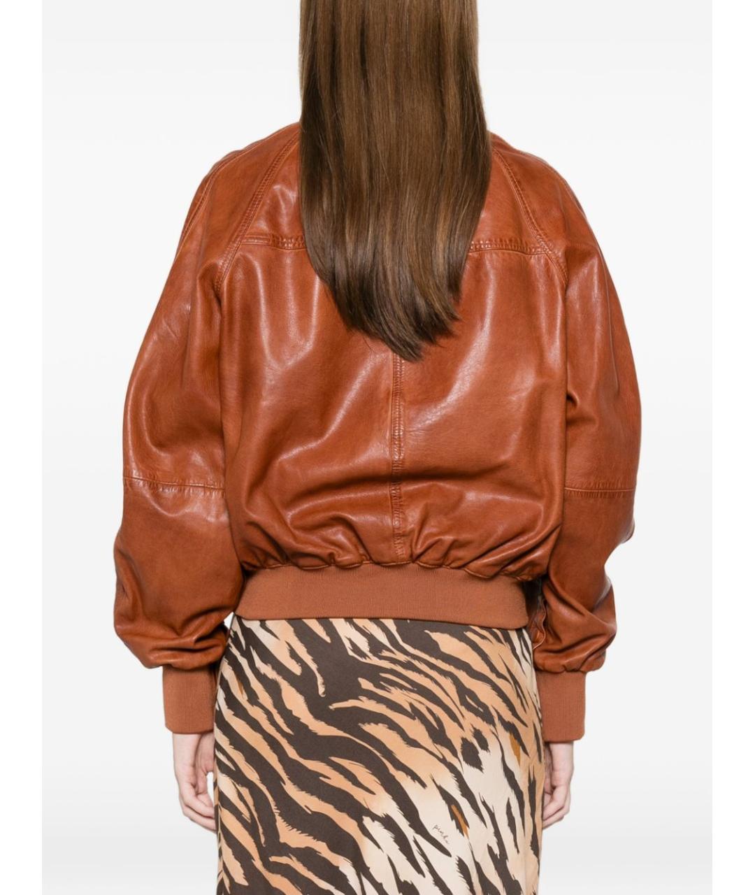 PINKO Коричневая кожаная куртка, фото 4