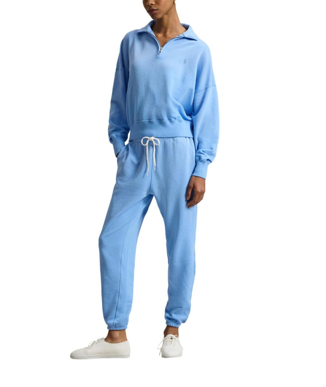 RALPH LAUREN Синие хлопковые прямые брюки, фото 2