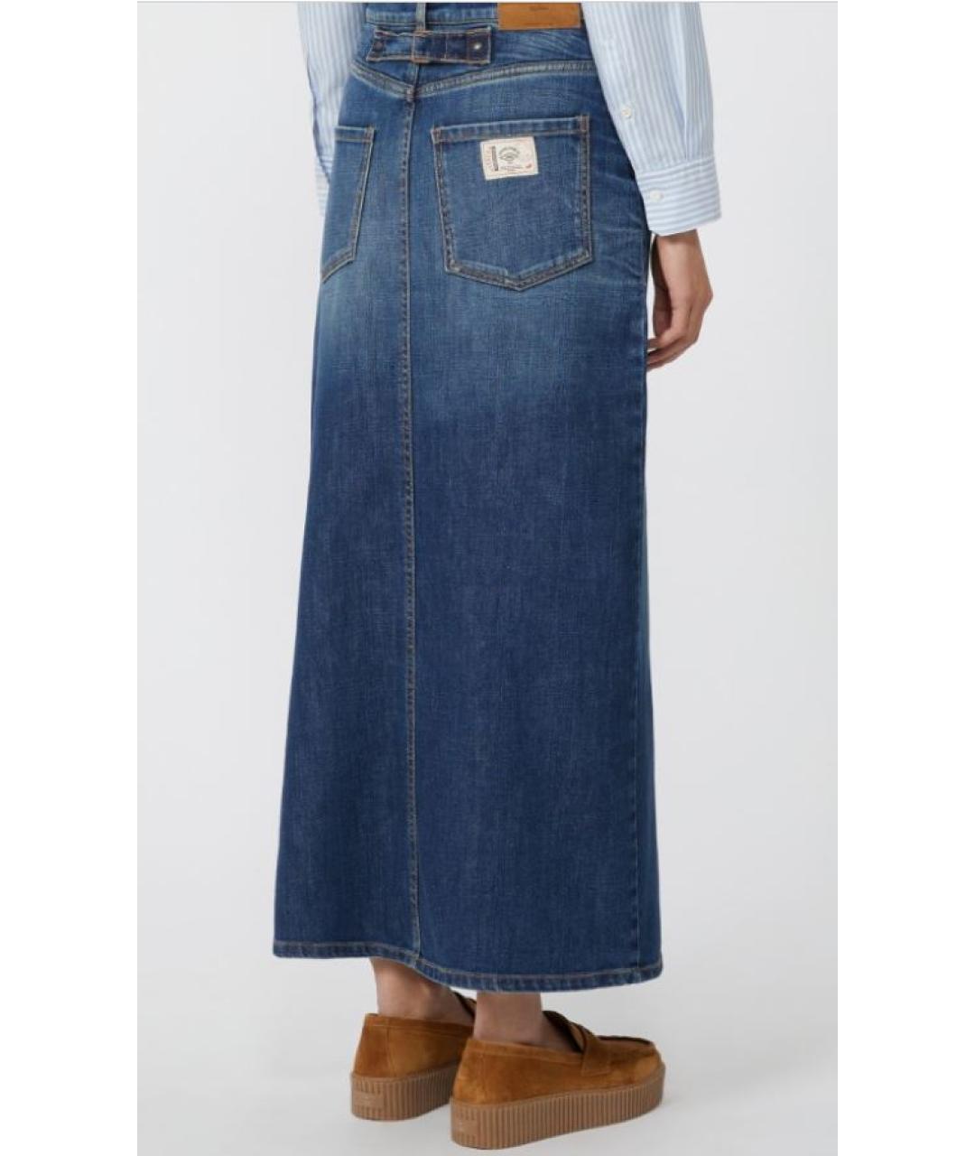 WEEKEND MAX MARA Синяя хлопко-эластановая юбка макси, фото 5