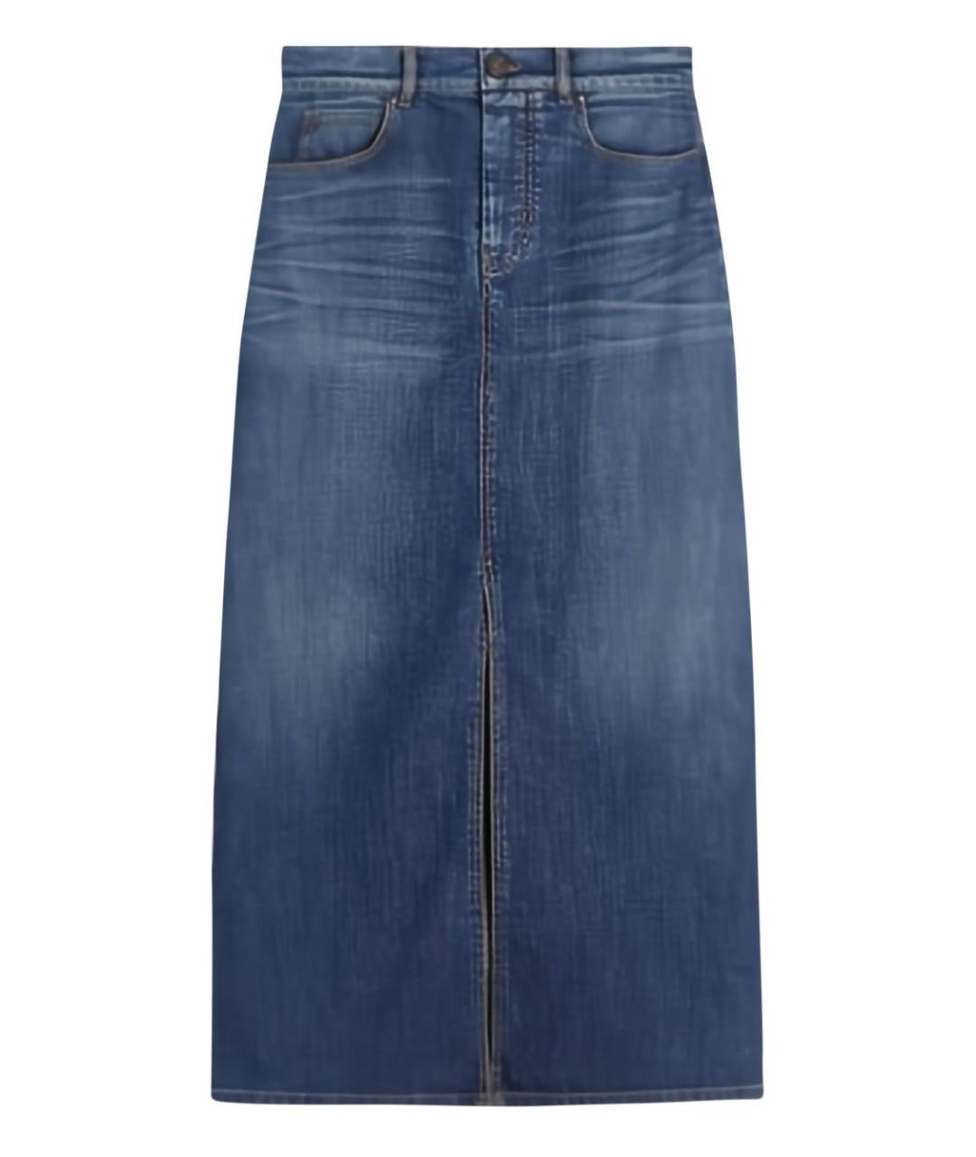 WEEKEND MAX MARA Синяя хлопко-эластановая юбка макси, фото 1