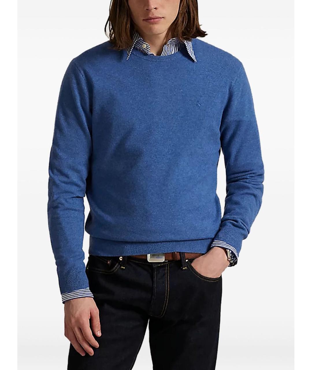 RALPH LAUREN Синий шерстяной джемпер / свитер, фото 2