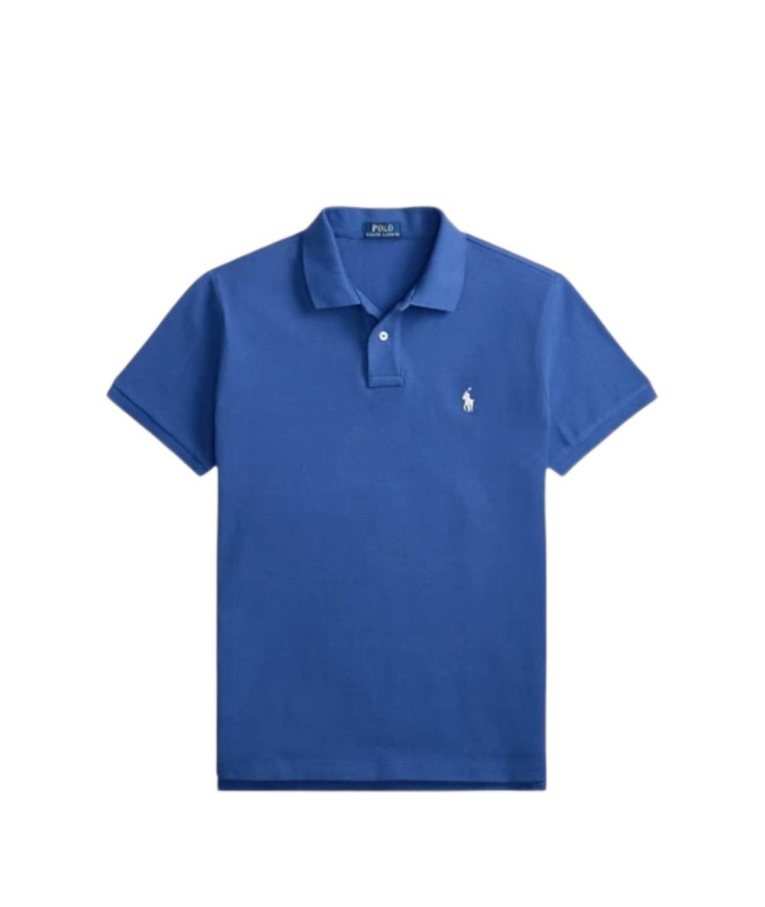 RALPH LAUREN Синее хлопковое поло с коротким рукавом, фото 1