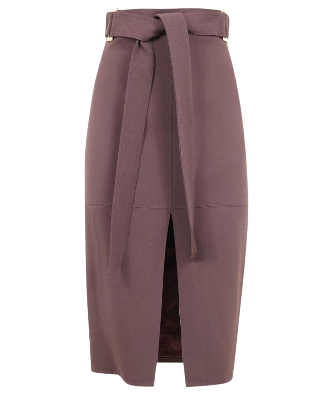 ELISABETTA FRANCHI Коричневая вискозная юбка миди, фото 1