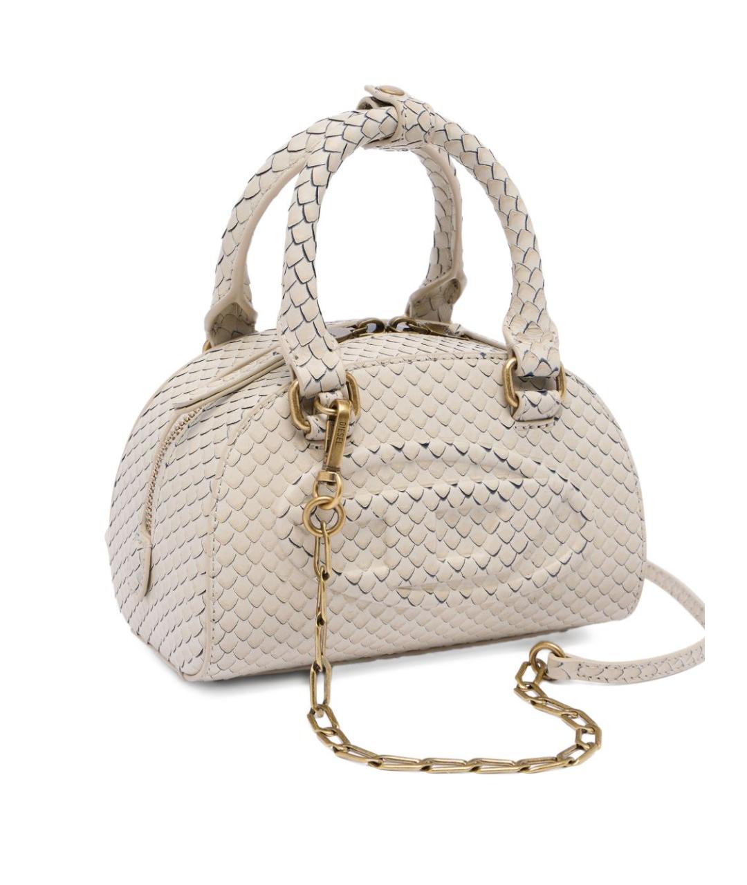 DIESEL Белая кожаная сумка с короткими ручками, фото 5