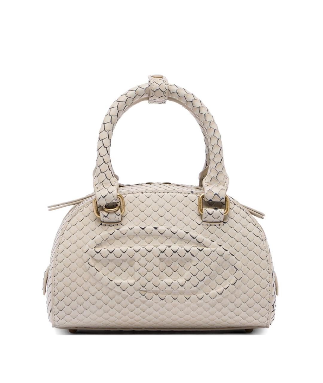 DIESEL Белая кожаная сумка с короткими ручками, фото 1