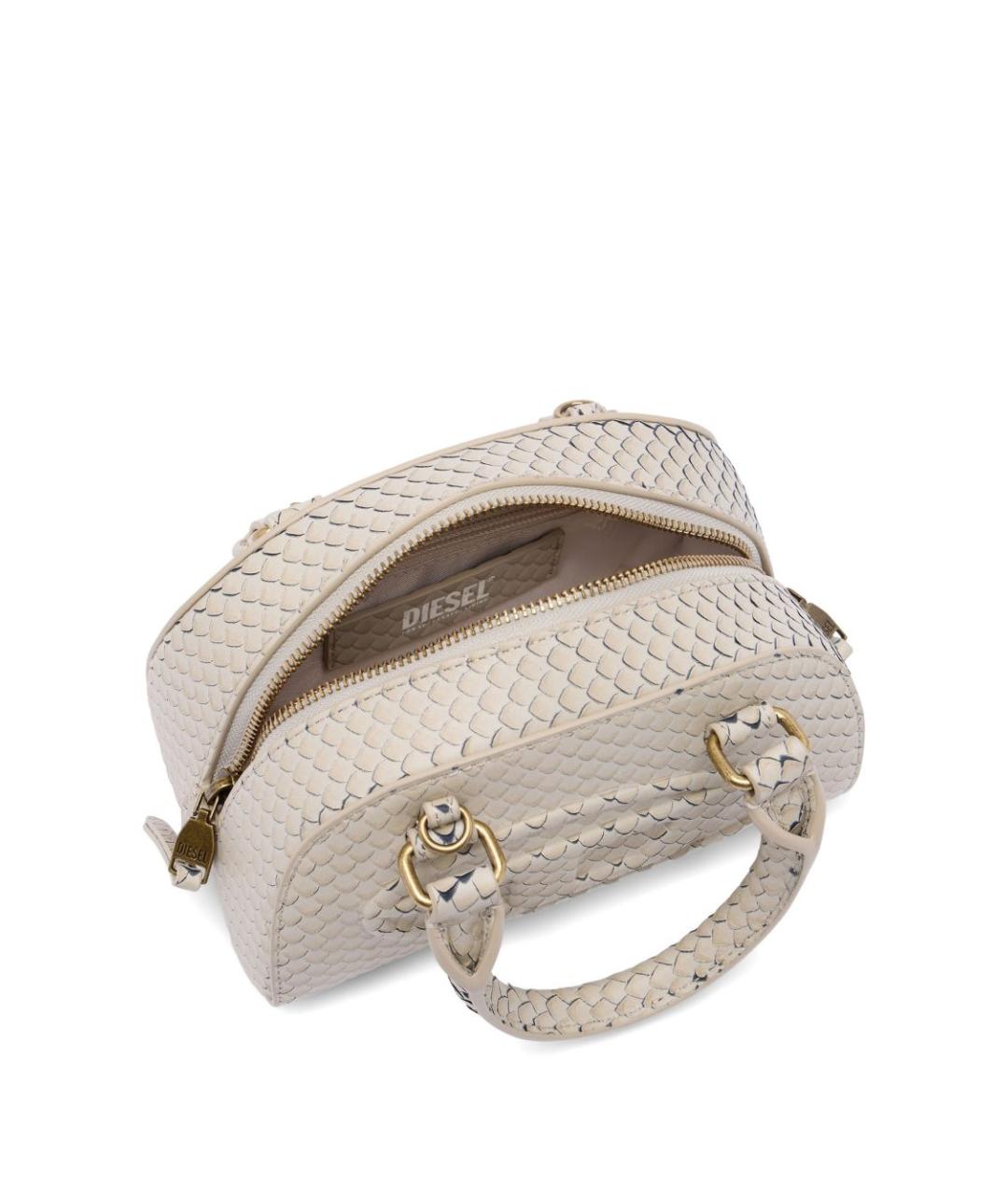 DIESEL Белая кожаная сумка с короткими ручками, фото 2