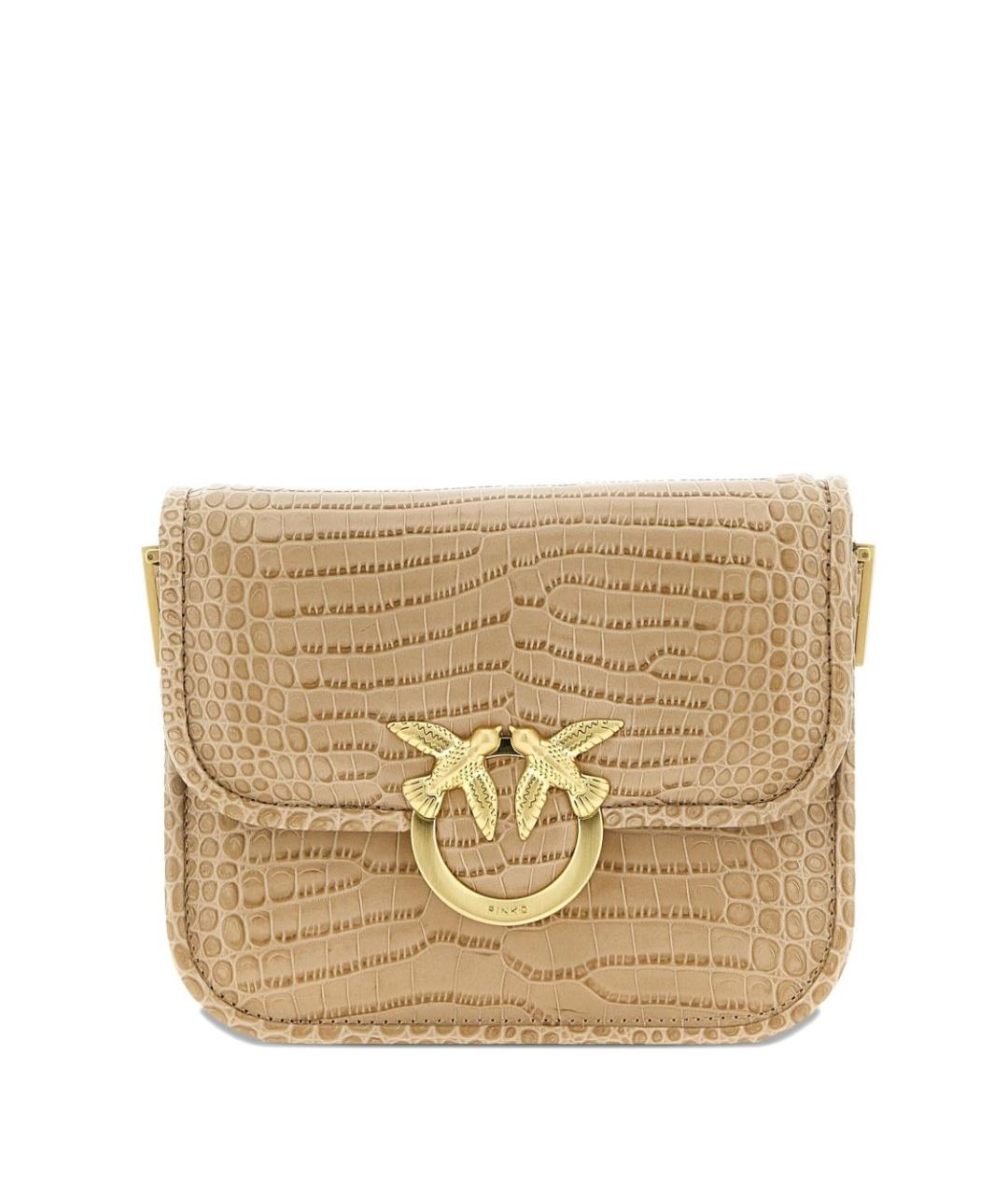 PINKO Бежевая кожаная сумка через плечо, фото 1