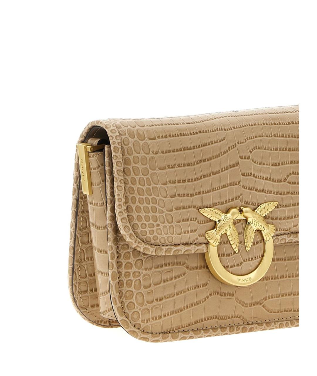 PINKO Бежевая кожаная сумка через плечо, фото 2