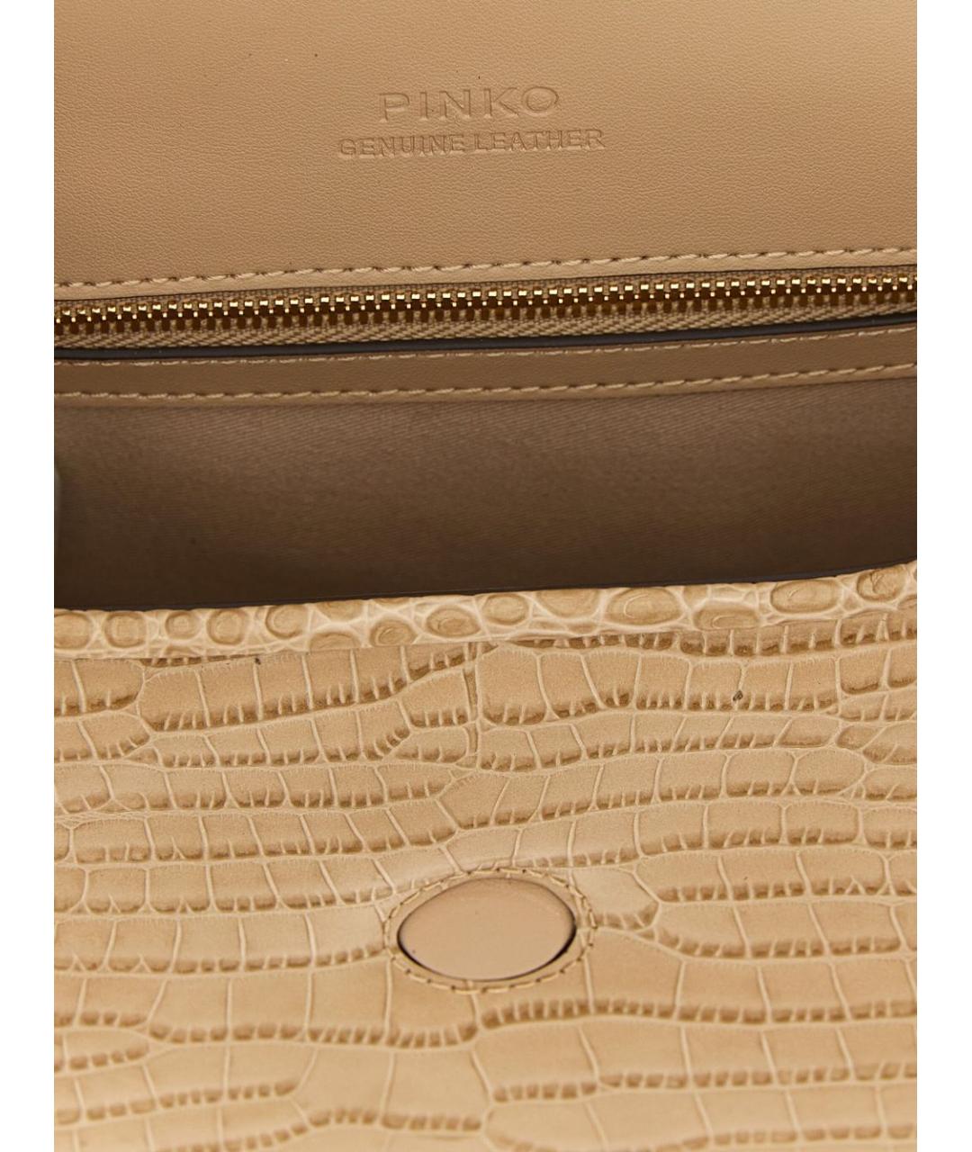 PINKO Бежевая кожаная сумка через плечо, фото 4