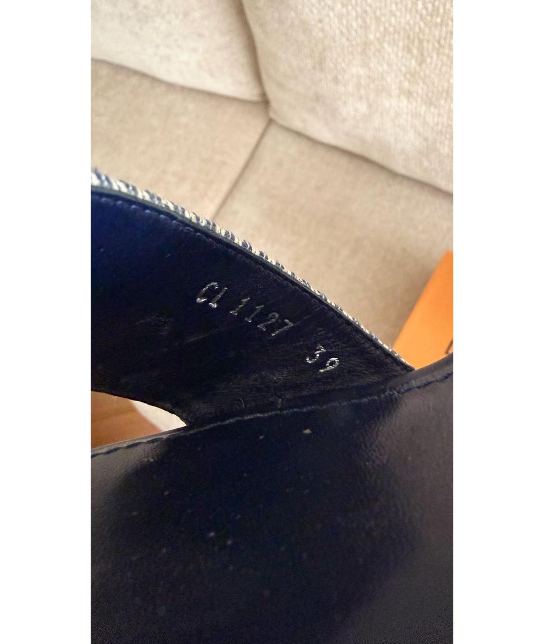 LOUIS VUITTON Синие текстильные босоножки, фото 7