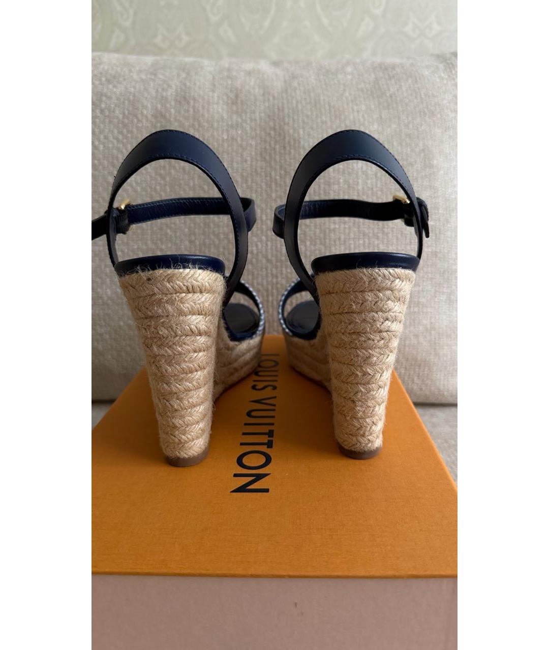 LOUIS VUITTON Синие текстильные босоножки, фото 4