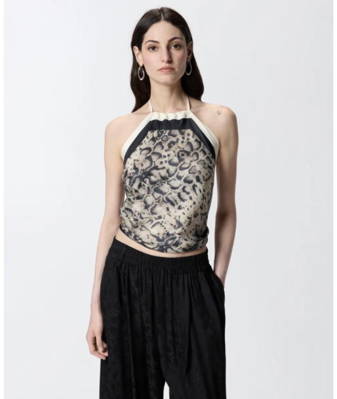 PINKO Бежевая вискозная майка, фото 3