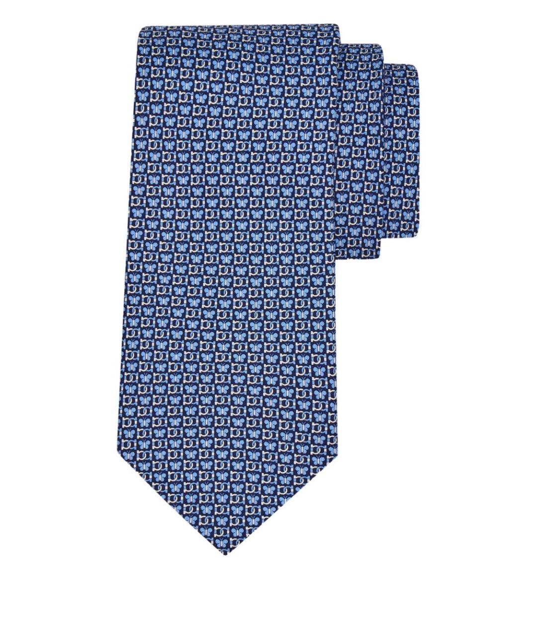 FERRAGAMO Синий шелковый галстук, фото 2