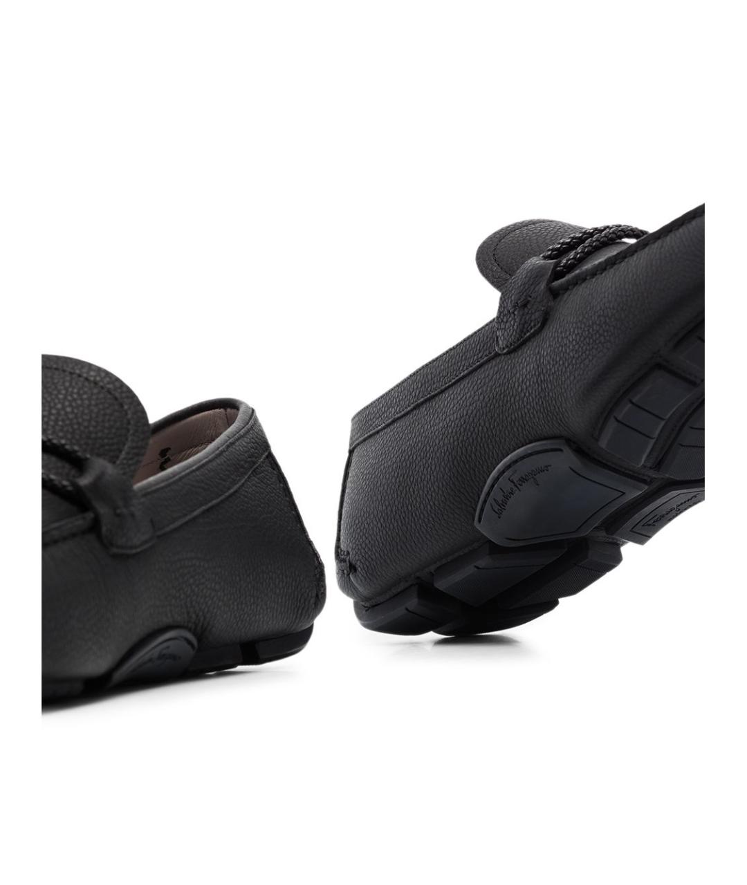 FERRAGAMO Черные кожаные мокасины, фото 3