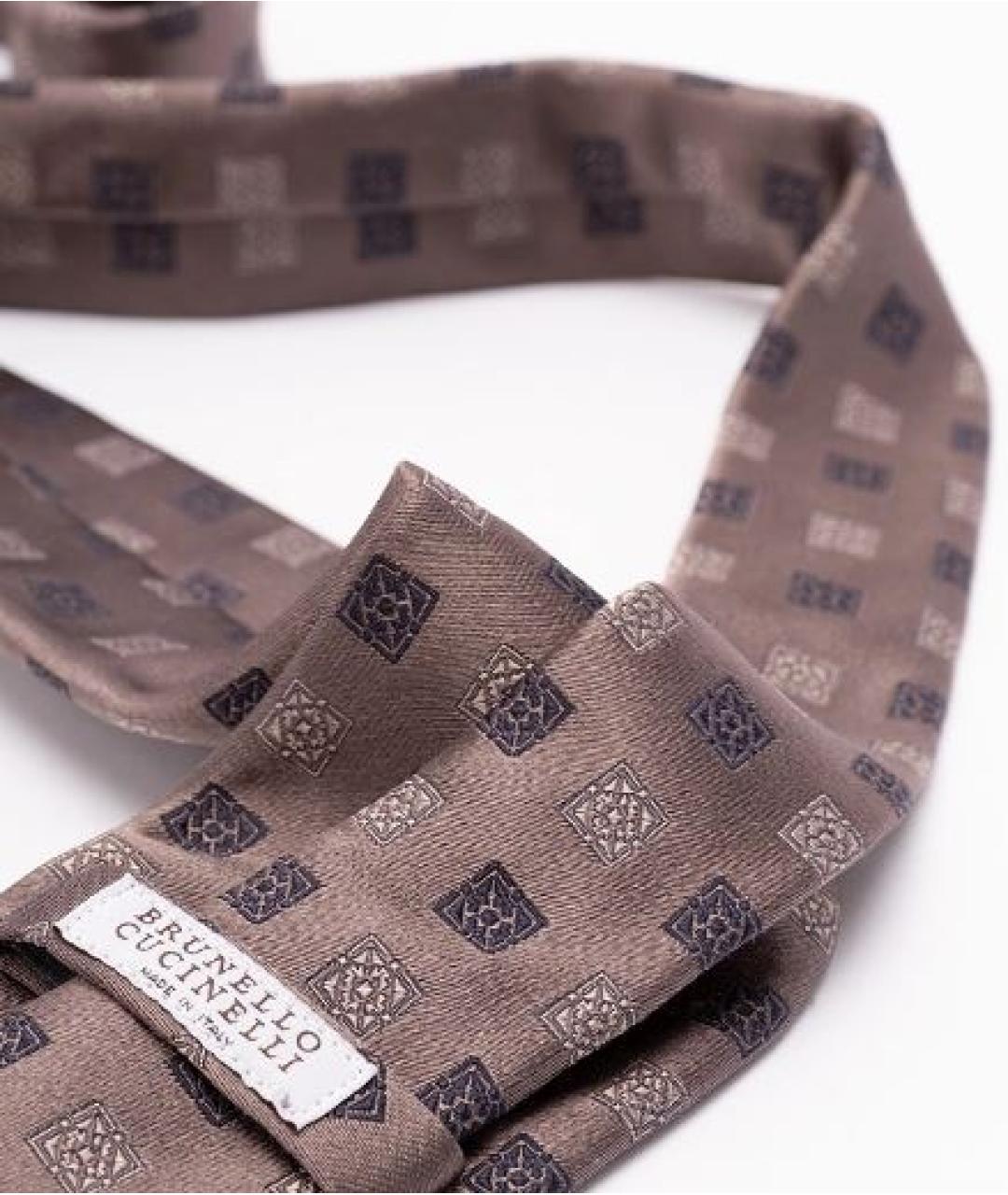 BRUNELLO CUCINELLI Коричневый шелковый галстук, фото 2
