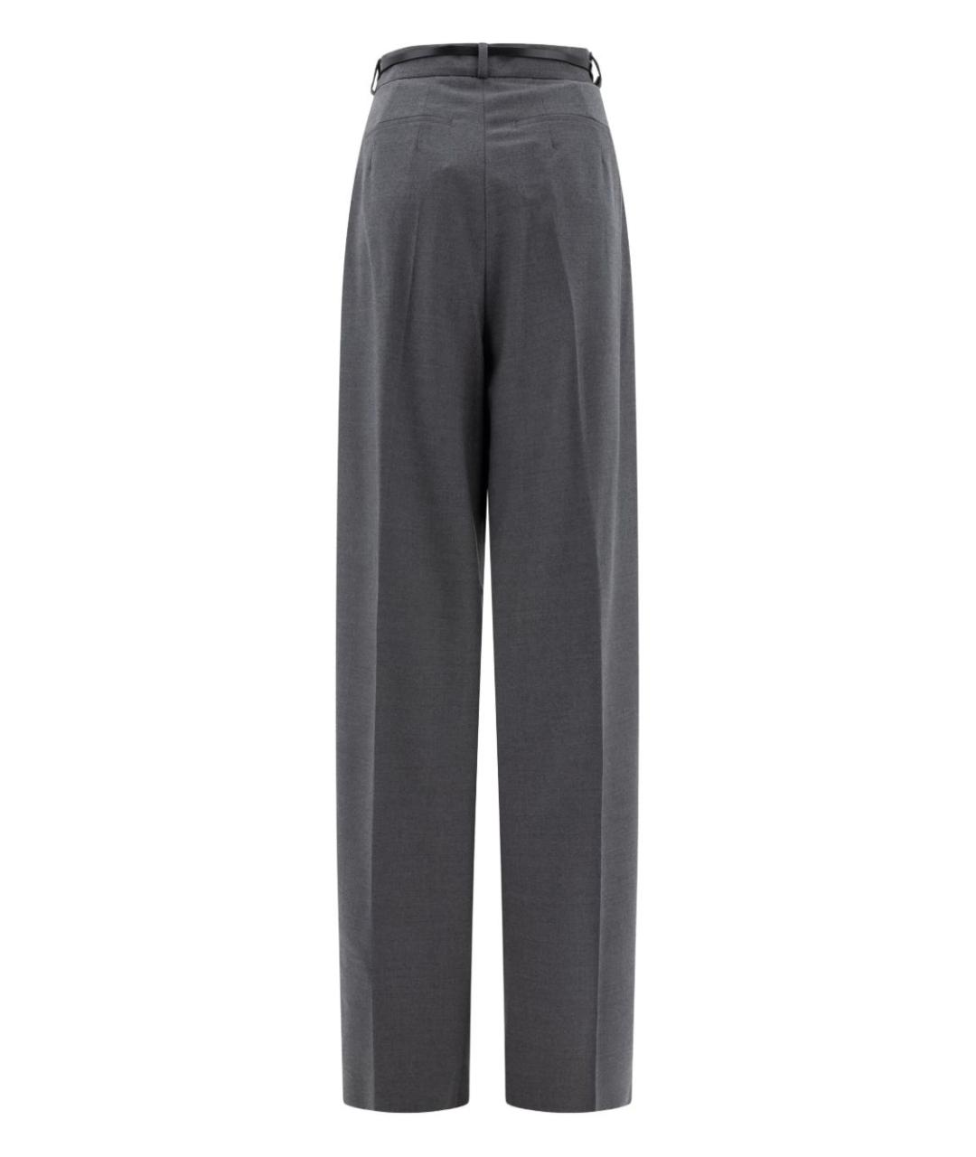 SPORTMAX Серые шерстяные прямые брюки, фото 2