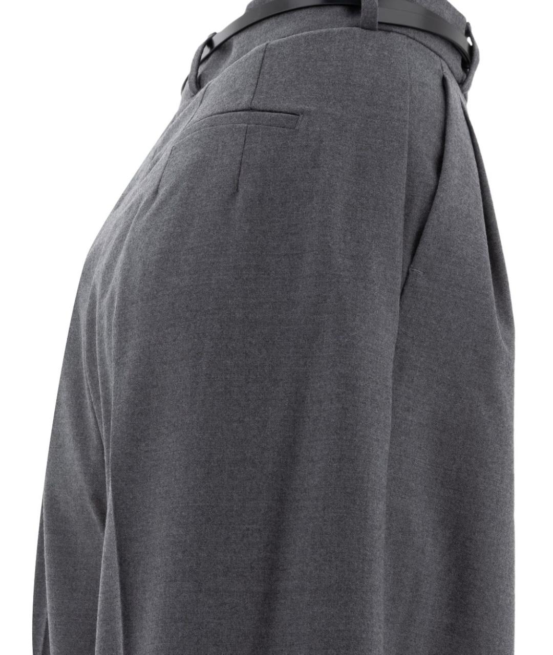 SPORTMAX Серые шерстяные прямые брюки, фото 4