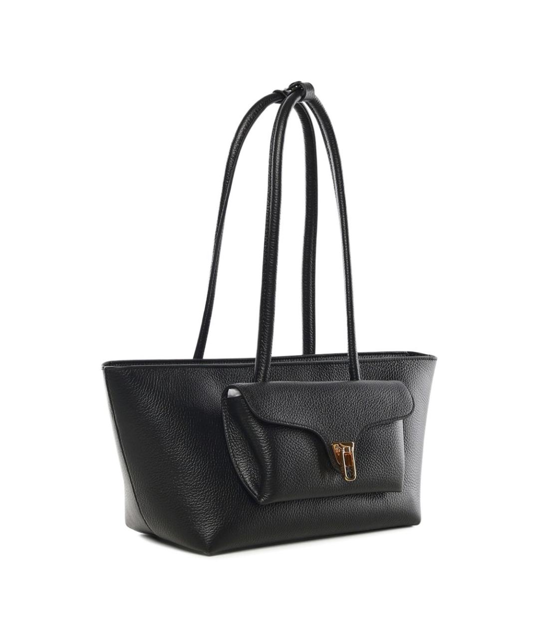 COCCINELLE Черная кожаная сумка тоут, фото 2