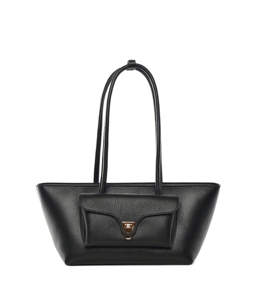 COCCINELLE Черная кожаная сумка тоут, фото 1