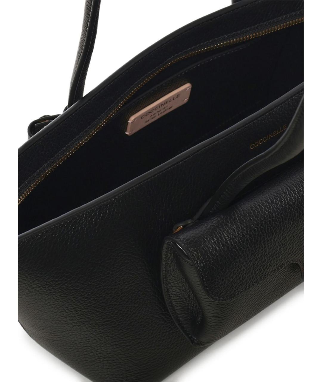 COCCINELLE Черная кожаная сумка тоут, фото 4