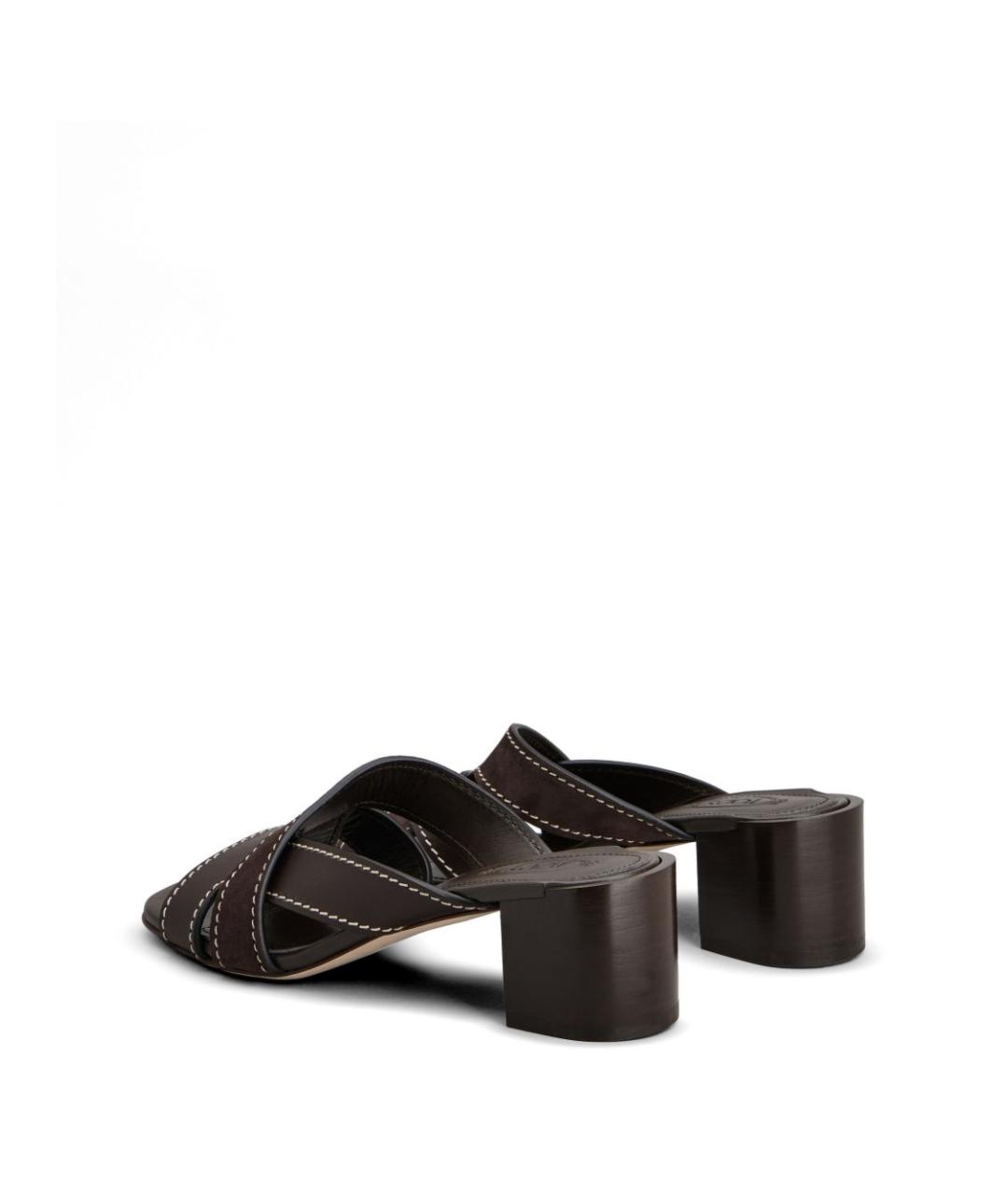 TOD'S Коричневые кожаные мюли, фото 5